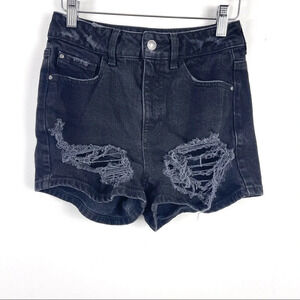 GUESS Black Distressed High Waist Jean Shorts Size 25